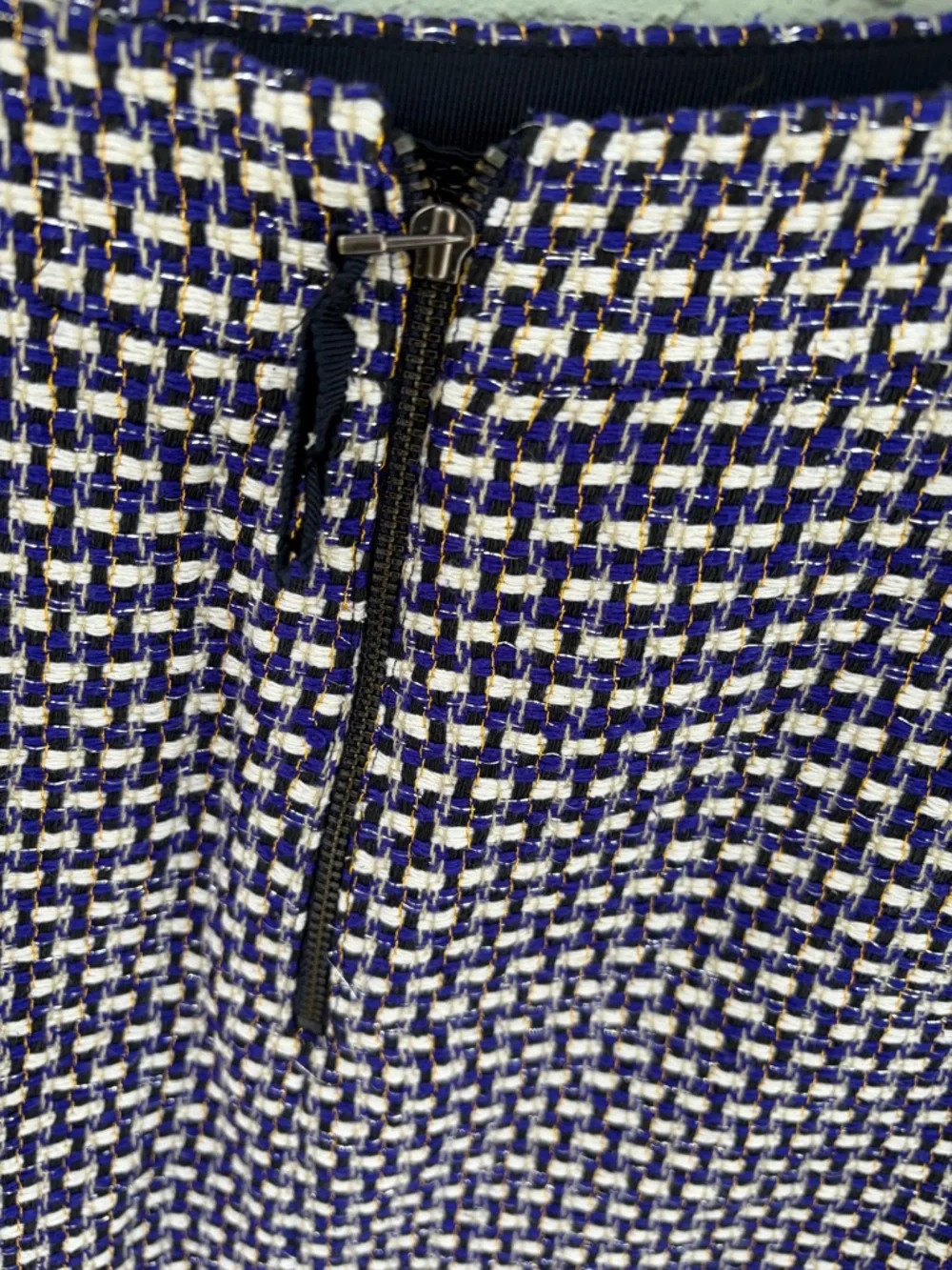 Crew Tweed Silk Blend Purple Gold Postage Stamp Mini Skirt Sz 4